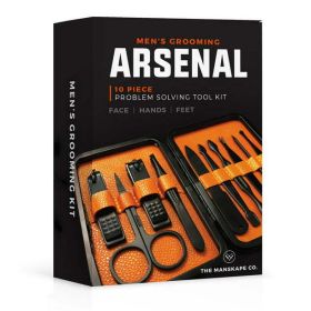 Wild Willies Arsenal Manicure and Pedicure Set Men's Grooming Kit Black 10 Pieces