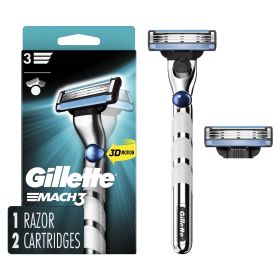 Gillette Mach3 3D Men's Razor Handle and 2 Blade Refills