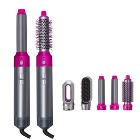 5 In 1 Curling Set With Brush Motor Hair Styler Hot Air Brush Professional Hair Dryer Brush Straightener For All Hair Styles (Color: Grey)