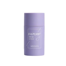 Green Tea Cleansing Solid Mask Purifying Clay Stick Mask Oil Control Anti-Acne Eggplant Skin Care Whitening Care Face TSLM1 (Color: Purple)