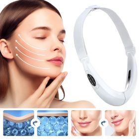 Current color light beauty face-lifting instrument intelligent voice broadcast massage hot compress lift V-shaped face-lift (select: BNGV-white)