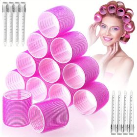 24pcs Jumbo Hair Curlers with Self-Grip Clips for Long, Medium, Short, Thick, and Thin Hair - Perfect for Bangs, Volume, and DIY Hair Dressing (size: 2.36inch*2.52inch/24pcs)