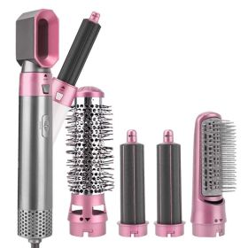5 in 1 Curling Wand Set Professional Hair Curling Iron for Multiple Hair Types and Styles Fuchsia (Color: PINK)