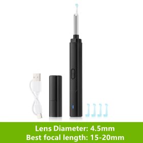 Wireless WiFi Ear Pick Otoscope Camera Borescope Luminous Ear Wax Removal Cleaning Teeth Oral Inspection Health Care 3.0/5.0MP (Color: 4.5mm Lens diameter-Black)