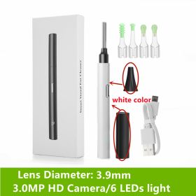 Wireless WiFi Ear Pick Otoscope Camera Borescope Luminous Ear Wax Removal Cleaning Teeth Oral Inspection Health Care 3.0/5.0MP (Color: 3.9mm Lens diameter-White-3MP)