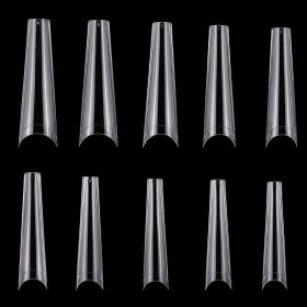 500Pcs False Nail Tips C Curve Half Cover French Nails Extra Long Fake Finger Nails For Nail Art Salons Home DIY 10 Sizes (Color: Transparent)