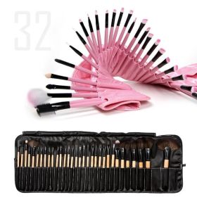 Sculptor 32 Piece High Quality Wooden Makeup Brush Set (Color: BLACK)