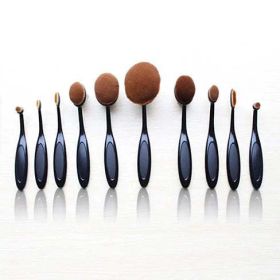 Beauty Experts Set of 10 Oval Beauty Brushes (Colors: WHITE - ROSE GOLD)